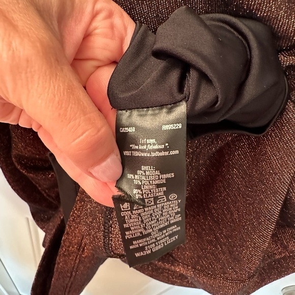 Ted Baker Dafney Metallic Long Sleeve Midi Dress 4 Us M $295 Twist Copper Brown - Picture 7 of 13